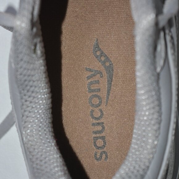 SAUCONY SZ 8 ATHLETIC SNEAKERS WOMENS GRAY TENNIS 1 WALK TRAC LEATHER - Picture 5 of 7
